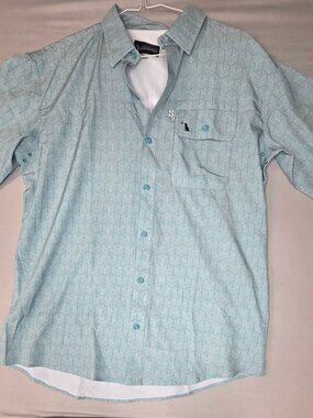 Local Boy Outfitters Teal Geometric Fishing Button-Up Size L